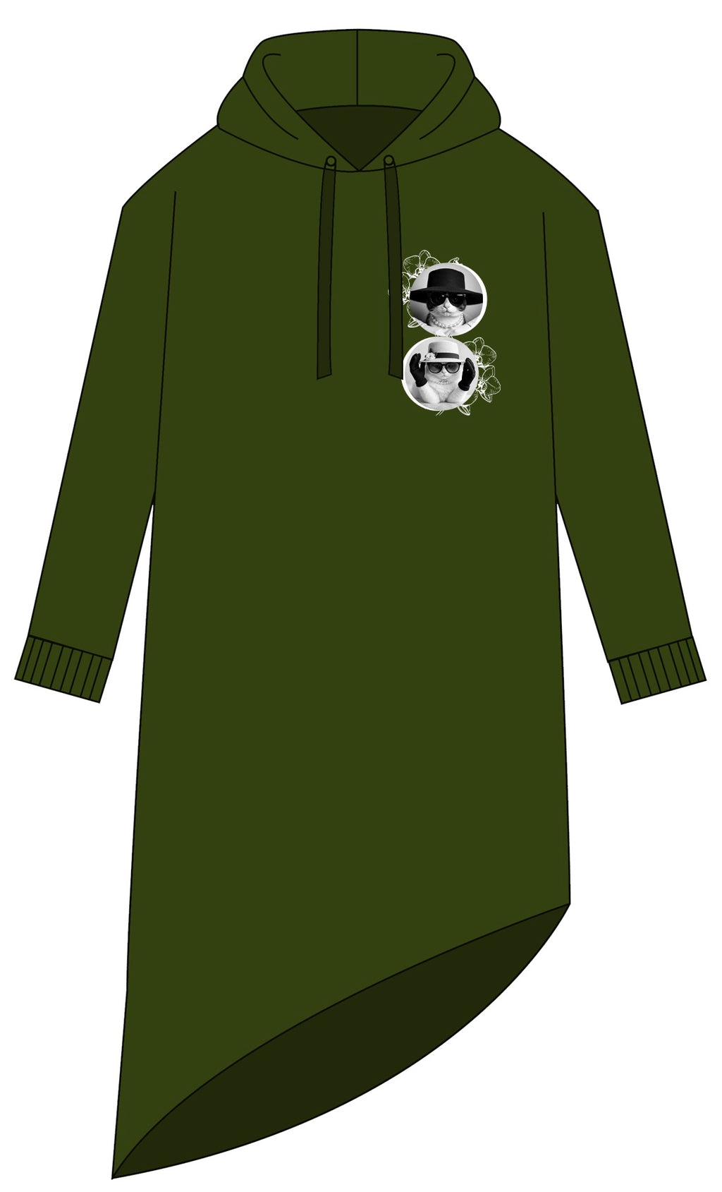 LOKI long-length asymmetrical hoodie