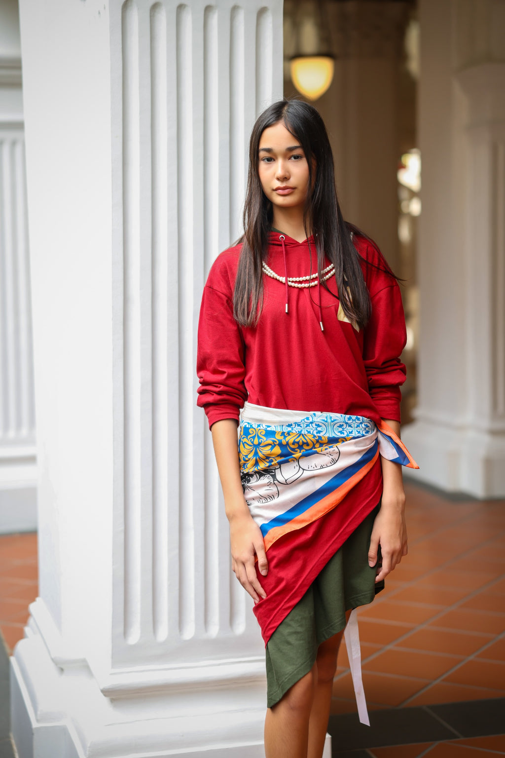 LOKI long-length asymmetrical hoodie